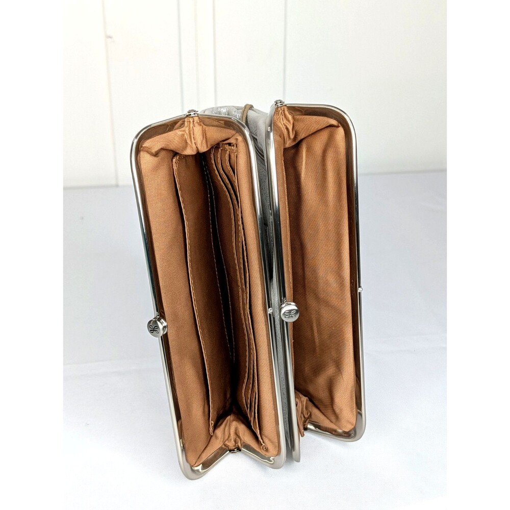 Hobo Lauren Double-Frame Leather Vintage Style Wallet - Silver, NWT - Picture 8 of 9